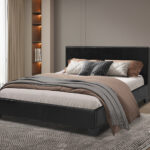 PROMO - Bed 'Roma' 140x200 met lattenbodem PU Zwart (2c)