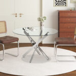 Tafel 'Lasi' 120 cm Rond Glas, Poten Chroom (2c)