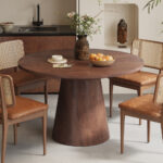 Tafel 'Tommy' 130 cm Rond Mango hout Bruin (2c)